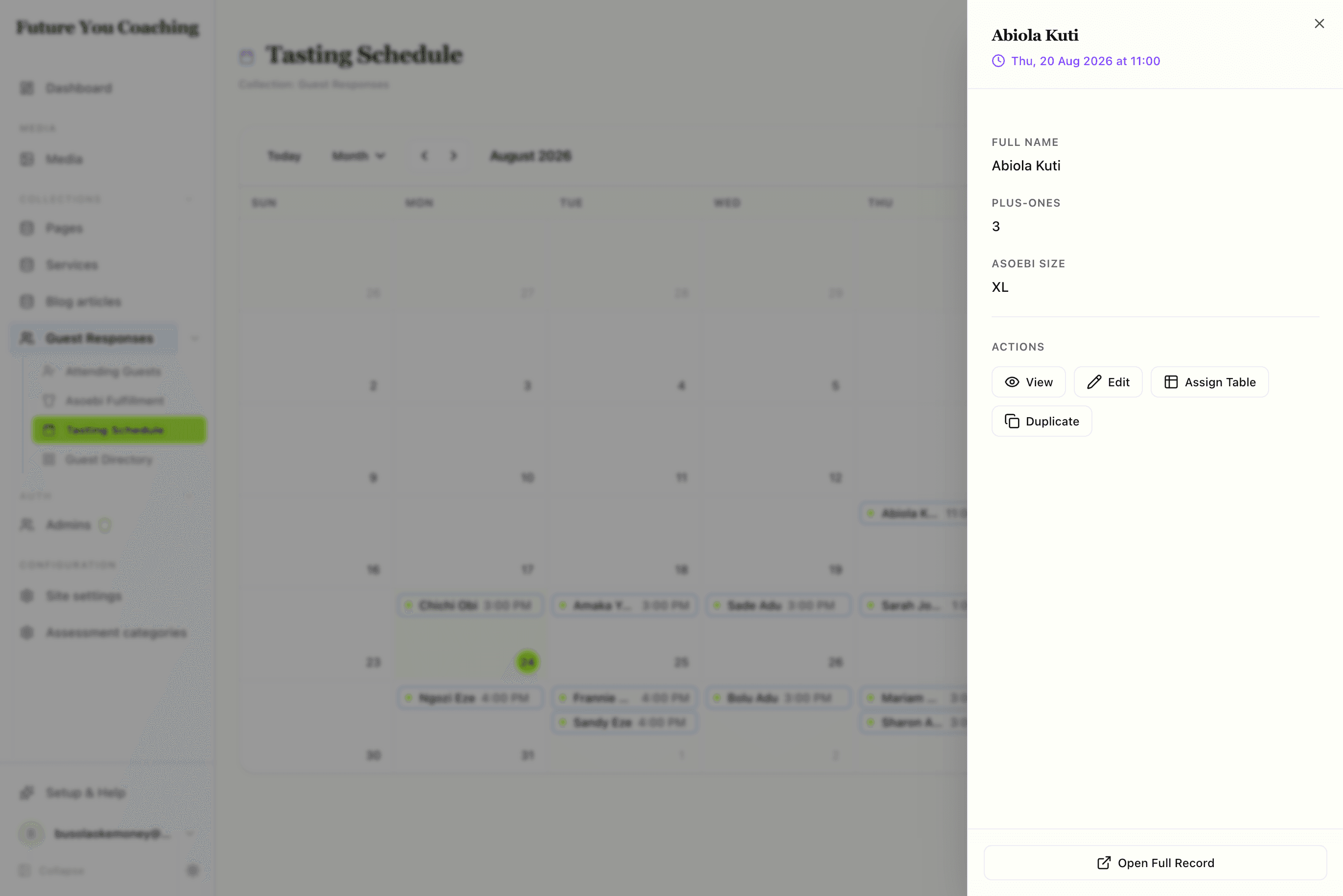 Calendar Event Detail Drawer