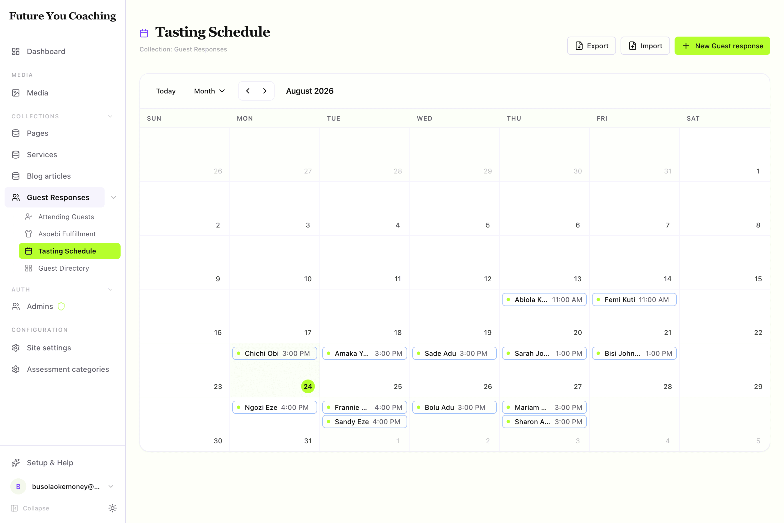 Calendar Schedule View